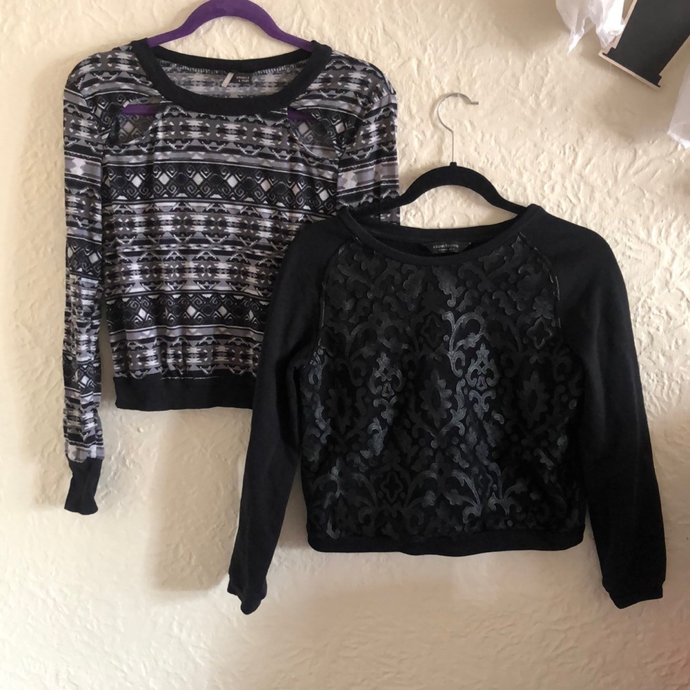 Urban Outfitters Renewal Vegan Leather Sweatshirt Cutout Geometric Pattern Shirt
